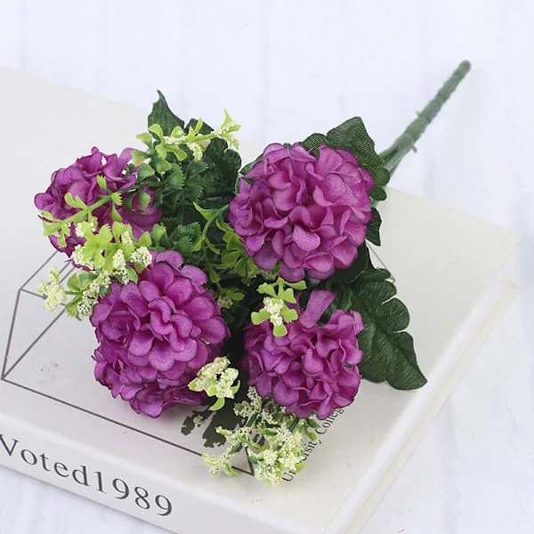 1 Kukkakimppu 5 päätä Hortensia silkkikukka tekokukka Holdi
