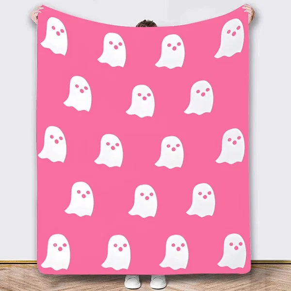 Halloween-tæppe - Græskar Heks Flagermus Tæppe 50"x60" - Hyggeligt Flanell Gråt Halloween-dekoration til Fest Sofa Senge Stue Stil 16