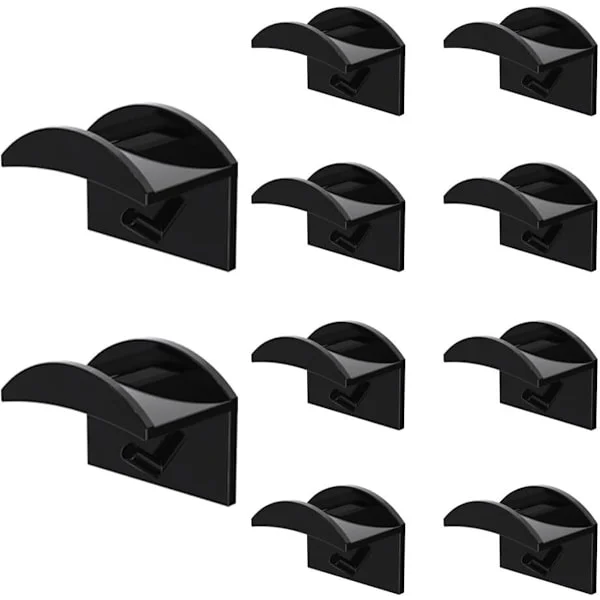 10 Pieces - Hat Hooks - Wall Mounted Hat Racks - Baseball Cap Wall Mounts - Easy Installation - No Drilling - Cap Holders - Black