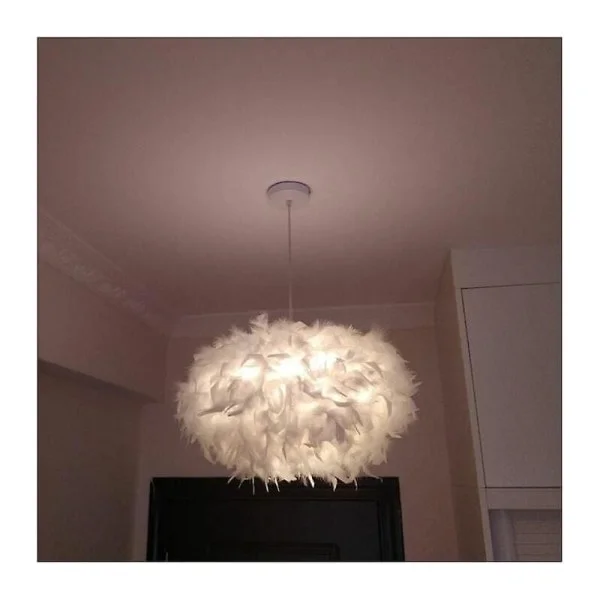Valkoinen höyhenvalaisin E27 40w - halkaisija 45cm