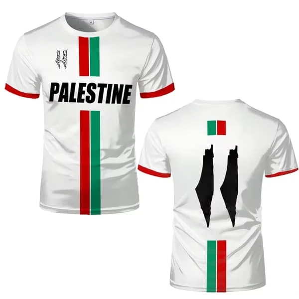 Palestiina Jalkapallo T-paidat Kesämuoti Lyhythihainen Palestiinan lippu 3D-painetut T-paidat Rento O-kaula-aukko Löysät Miesten paidat T-paidat