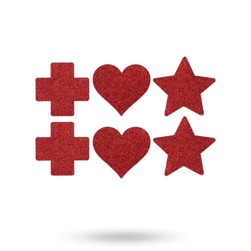 Shots: Nipple Cover Set - Cross Star Heart - Red - Vuxen.dk: Lingeri & undertøj
