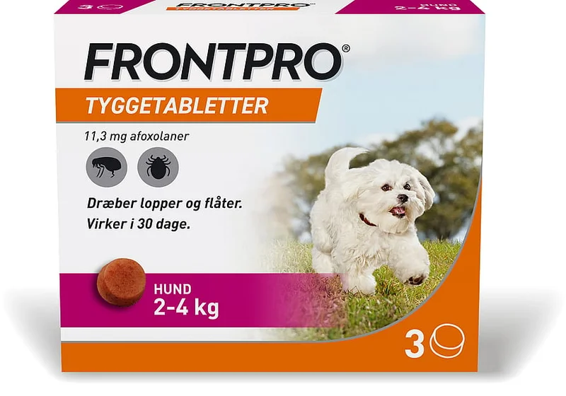 Frontpro Hunde Tyggetabletter 3 stk S, 2-4 kg, Medicin & Pleje, Flåter & Lopper, Flåt- Og Loppemiddel Til Hunde