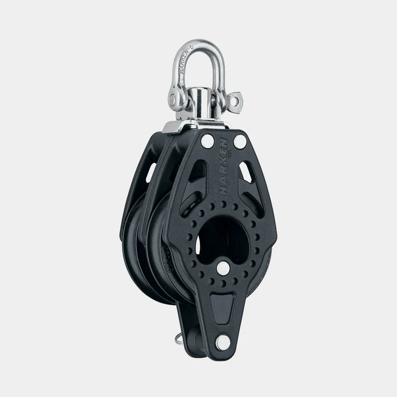 Bloque doble con grillete Harken Carbo Air 57 mm, fijo/giratorio, con cojinete deslizante, con perno de amarre, para cabos Ø6 - 10 mm