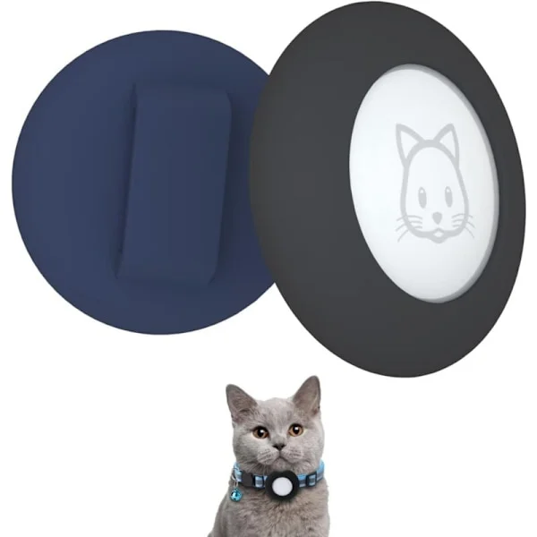 2-pak Airtag Kattehalsholder 2022 Kompatibel med Apple Airtag GPS Tracker Vandtæt Dyrehalsholder til 3/8" Katte- og Hundehalsbånd