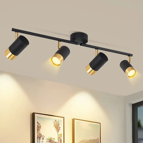 NETTLIFE GU10 Taklampa Hall Lampa Svart Guld 350° Roterbar Vintage