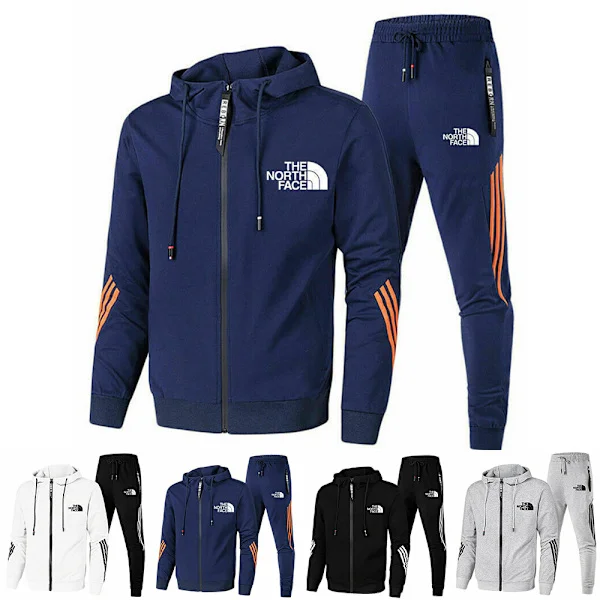 The North Face Herre Hettegenser Sweatshirt Joggebukser Treningsdress 2PCS/Sett Sportsklær Hvit White V