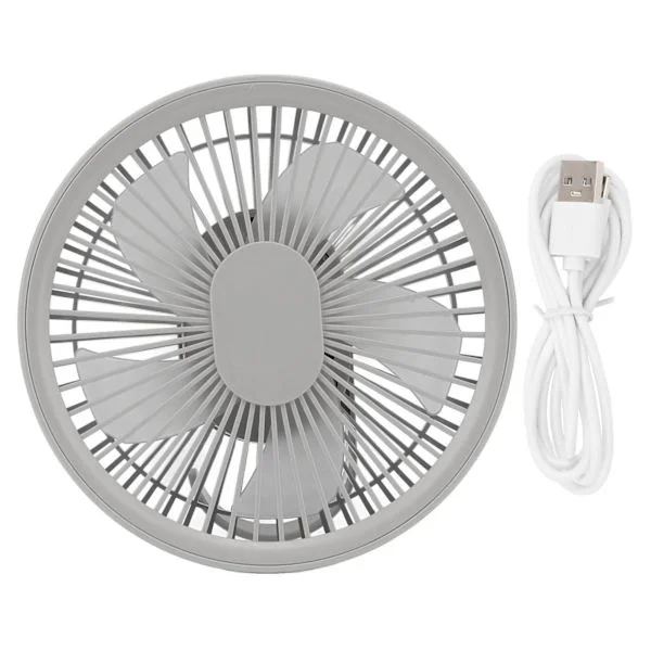 Utomhus Nattlampa Takfläkt 2 i 1 Bärbar USB-laddning LED-fläkt för Hem Bil Kontor Skrivbord Camping Resor Grå