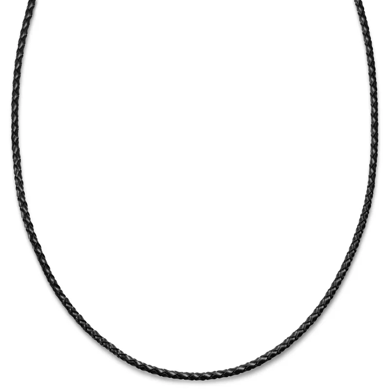 Tenvis | 3 mm Black Leather Necklace for Men - Leather necklaces