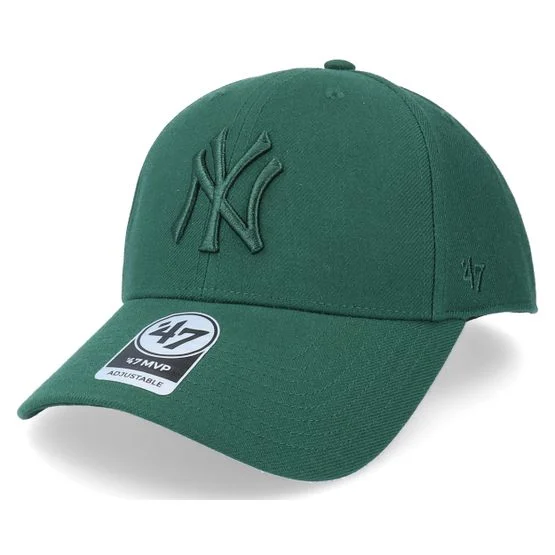 47 Brand MLB New York Yankees Mvp Cap Dunkelgrün Adjustable One Size Baumwolle Baseball Kappe für Herren und Damen