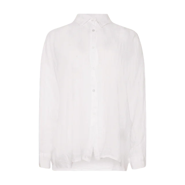 Tiffany Gia, Shirt, Linen - White Blusar Dam Vit L-XL