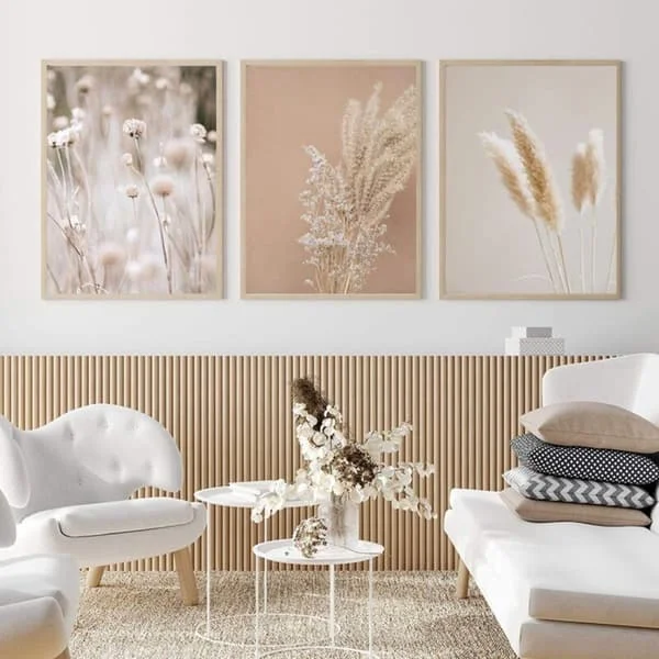 Lerretstrykk Pampasgress Planter Natur Landskap Tørket Gress Moderne Boho Botanisk Plakat Galleribilder 20x30cm(8x12in) x3 Uinnrammet