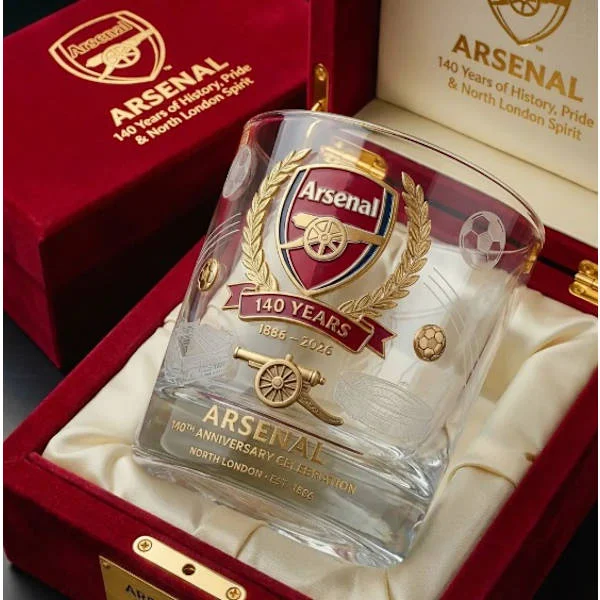 2026 Whiskey Glass Commemorative Drinking Cup Luxury Cocktail Glass Bar Party Gift Home Decor*Arsenal Wine Glass*-FM-