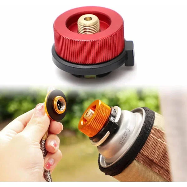 Gasflaske Adapter, Dyse Type Gasflaske Adapter, Gasflaske Adapter, Gas Konverter, Gasflaske Adapter, til Campingovn, Rød (4 * 2.8cm)