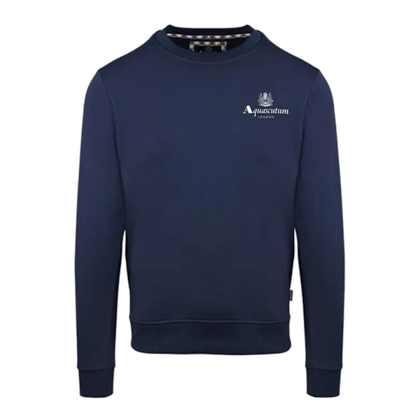 Aquascutum Herr Sweatshirt i Bomullsblandning med Ribbad Krage Normal Passform S