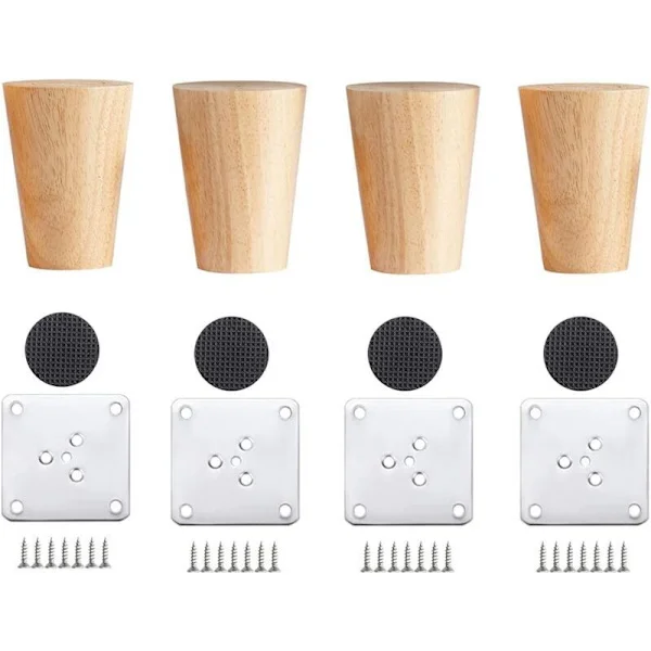 Møbelben i træ. Sæt med 4. Ben i massivt træ til sofaer, senge og andre møbler (sofaer, tv-borde, sofaborde og senge). 6 cm
