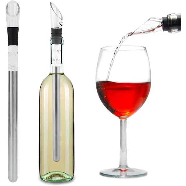 Vinkylningsstav 3 i 1 Vinkylare Rostfritt Stål Vin Hällare och Kylpinne Vinflaskkylare med Luftare Hällare