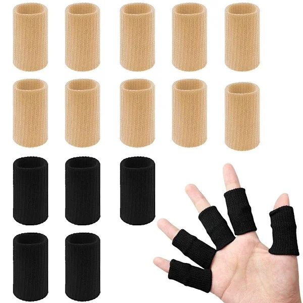 20 stk. fingerskinner, fingerbeskyttere, fingerstøtte, sportsfingerkompressionsærme, elastiske tommelfingerærmer til smertelindring
