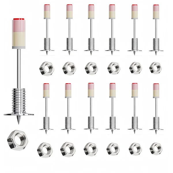 100 pcs Threaded Nails for Concrete Nail Gun - Complete Kit with M8 Nuts etc. for Wall Fixing and Repair