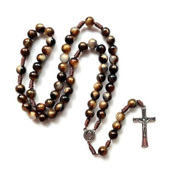 Vintage rosenkrans katolske bønneperler halskjede Kristus Jesus for kors anheng halskjede perle religiøse smykker