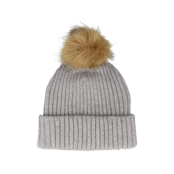 MJM Hats - Grey pom Beanie - Womens Beanie Pia 42 Mix Grey Pom @ Hatstore