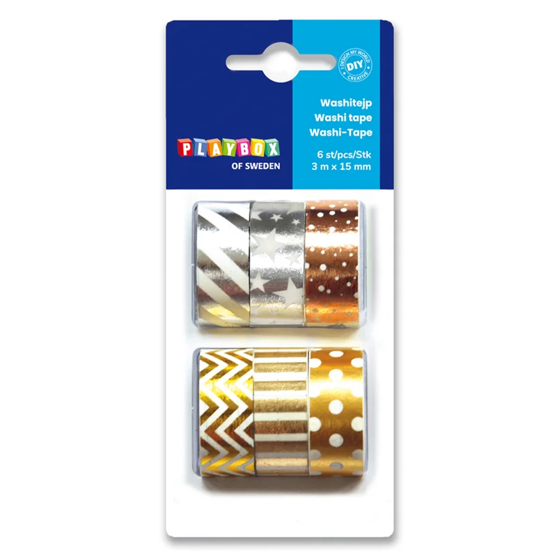 Playbox Washi Tape metallmaling 6-pak