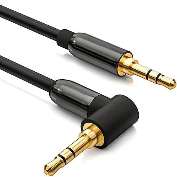 2m Flokefri 3.5mm AUX-kabel Mobiltelefoner Høyttalere L-formet Vinklet 3.5mm Bil Stereo Audio Hann til Hann Kabel
