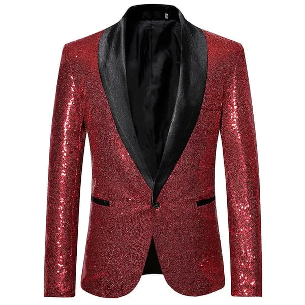 Allthemen Herre Mode Paillet Casual Blazer Bryllupsfest Jakkesæt Jakke