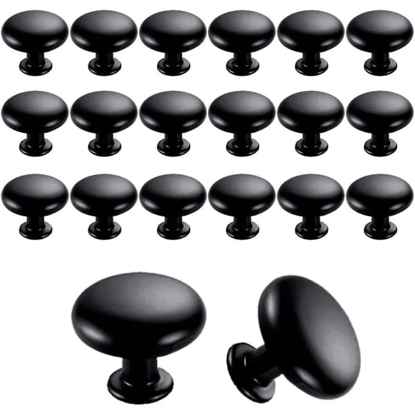 20 st Dörrknoppar Lådknoppar 30 mm Vintage Handtag Skåp Skåpknoppar för Köksskåp (Svart) -FX-