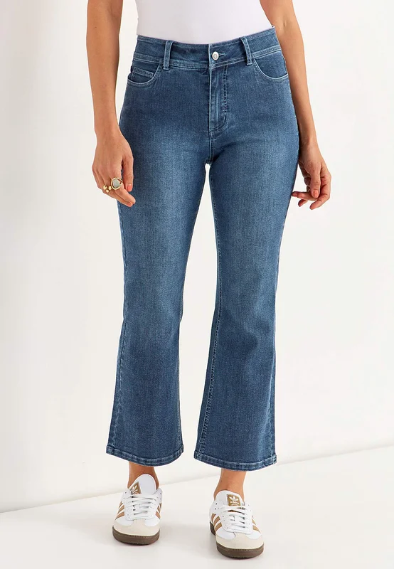 Cellbes of Sweden - Ankeljeans med stræk - to længder Sara i mellemblå denim til damer i størrelse 52R