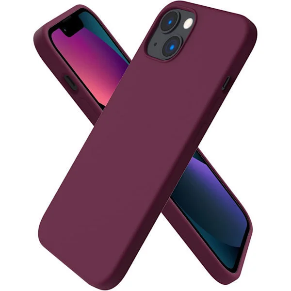 iPhone 13 Cover, Flydende Silikone Cover til 6,1 Tommer iPhone 13, Ultratyndt Cover, Fuld Dækning Stødsikkert Beskyttende Blødt Cover Bourgogne Rødvin