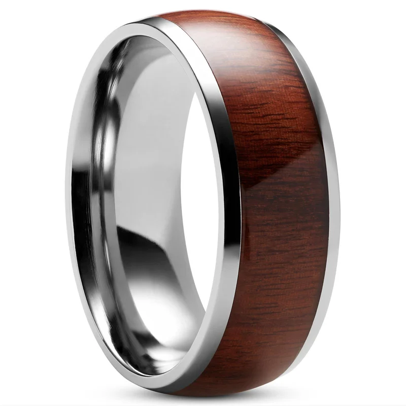 Anillo de titanio y madera Aesop Jay para hombres - Anillos de titanio