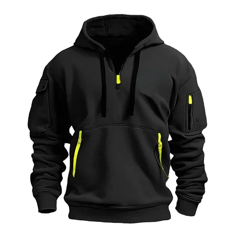 AliExpress - Europäisches neues Herren-Sport-Sweatshirt mit Reißverschluss und Armtasche, lockeres, lässiges Sweatshirt. Passen Sie Ihr Logo an. 