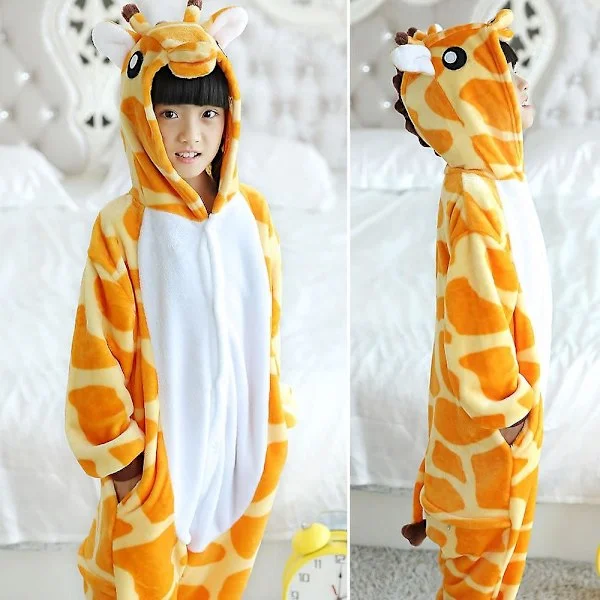 Unisex Barn Flanell Onesie Pyjamas, Cosplay Djur Kostym En Del Halloween Nattkläder Nattkläder för Pojkar Flickor Giraff Giraff-FA-