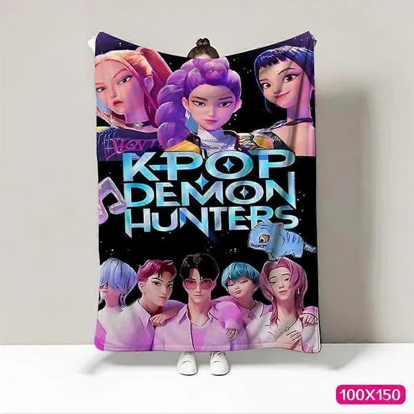 【NX】K-Pop Demon Hunters -peitto lapsille, pehmeä lämmin mukava peitto huoneen sisustukseen, lahja tytöille, teineille ja faneille B