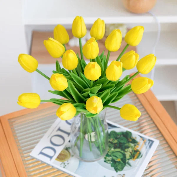 10 stk PU Real Touch Latex Kunstige Tulipaner Falske Tulipaner Blomster Buketter Blomsterarrangementer til Hjem Værelse Bryllupsbuket Festindretning 