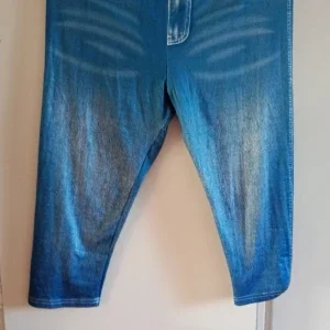 Blå croppade byxor med jeanslook XL