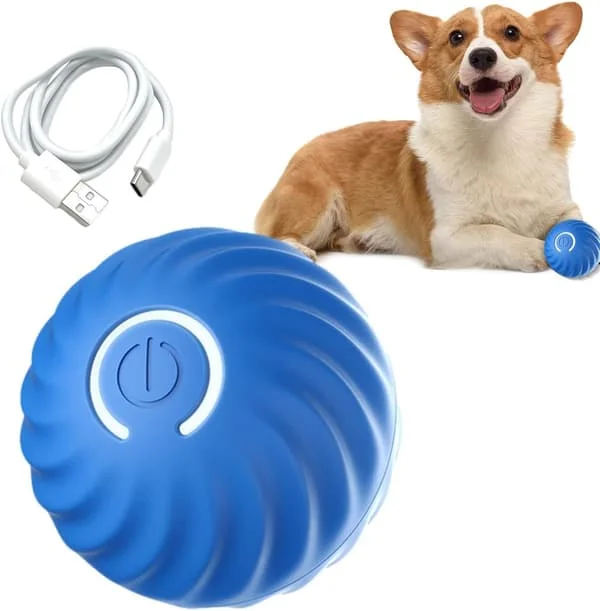 Självrullande boll för hund, smart självrullande boll med 2 lägen och lång batteritid, intelligent retande kattboll med utbytbart skal
