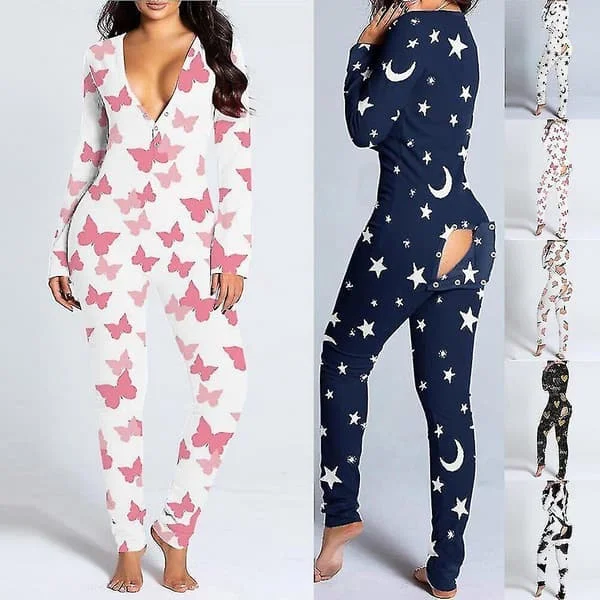 Öppen gren sexig dam jumpsuit pyjamas bodysuit nattkläder M svart guld