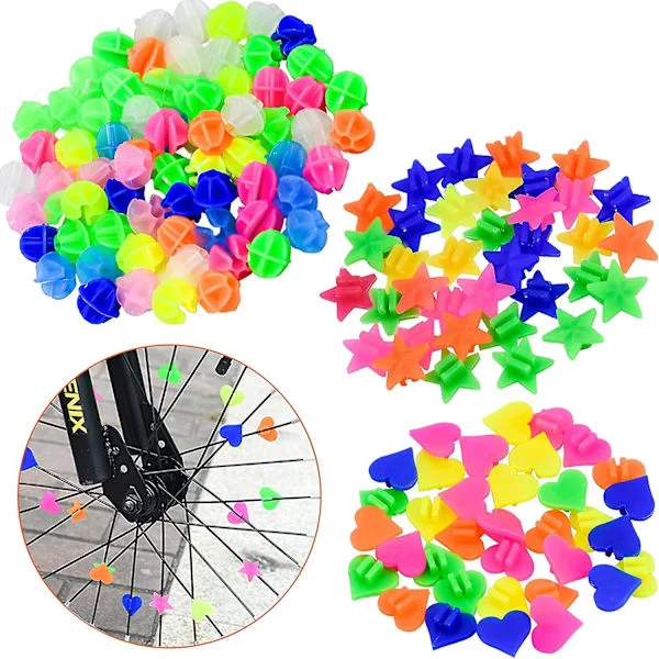 108 st Bike Eker Pärlor för Barn, Personliga Cykel Clip Pärlor DIY Plast Hjul Tillbehör för Cykel dekoration Barn Barn Pojkar Flickor