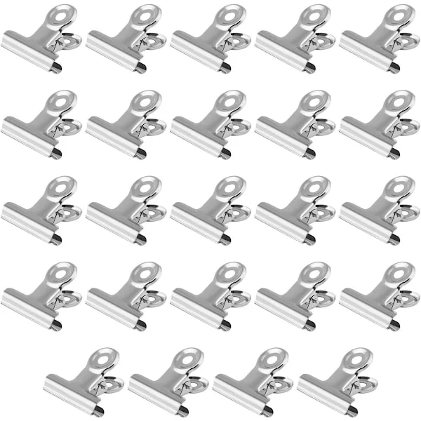 24 stycken klämmor Bulldog Clips 3 cm Bulldog Clip Metallklämmor Miniklämmor för vägghyllor Hängande minifotoklämmor och gem för och silver