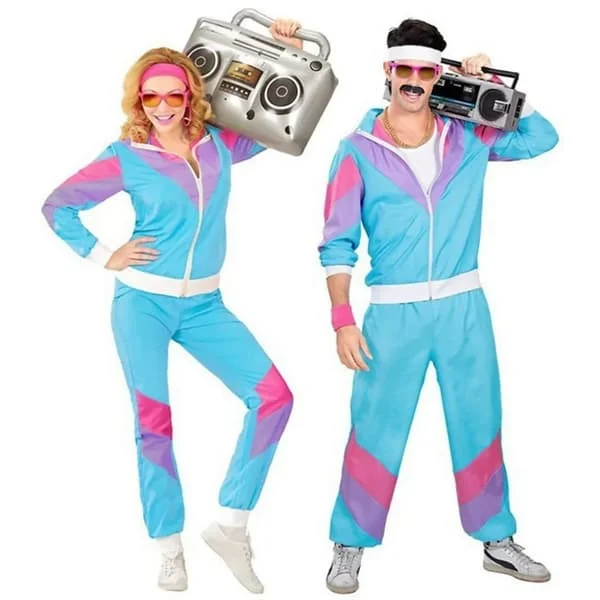 Par Hippie-kostymer för kvinnor och män Halloween Vintage 70-tal 80-tal Rock Disco Cosplay-kläder Discokläder Hippie-kostym XL