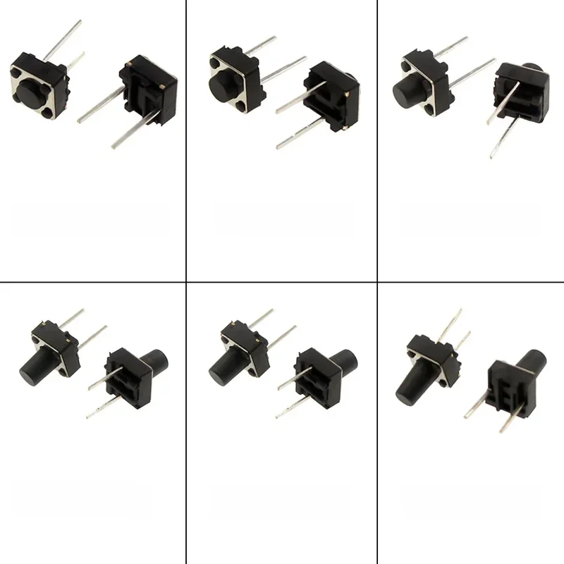 AliExpress - 20/50/100 Stück Micro Tactile Switch Momentary Tact DIP Switch 2Pin 6x6mm Micro Touch Push Button Switch High 5mm 6mm 7mm 8mm 9mm