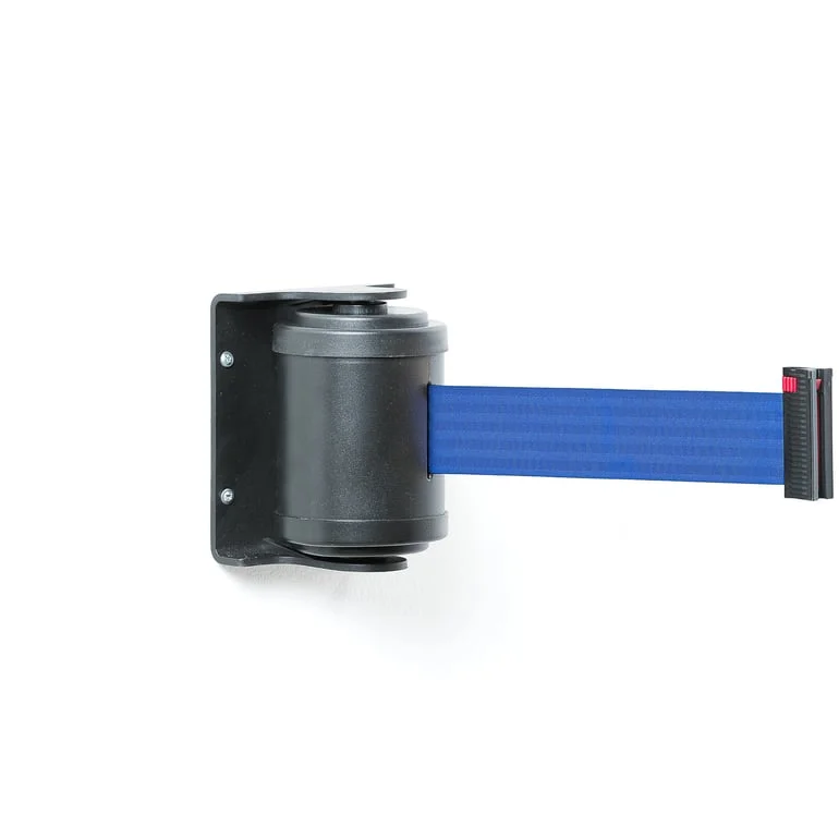 Belt barrier, 180°, L 4500 mm, black, blue belt
