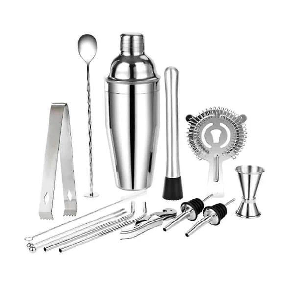 14 stk. Cocktail Shaker Sæt Bartender Kit - Rustfrit Stål Barværktøj til DIY Bartending Cocktails Tilbehør