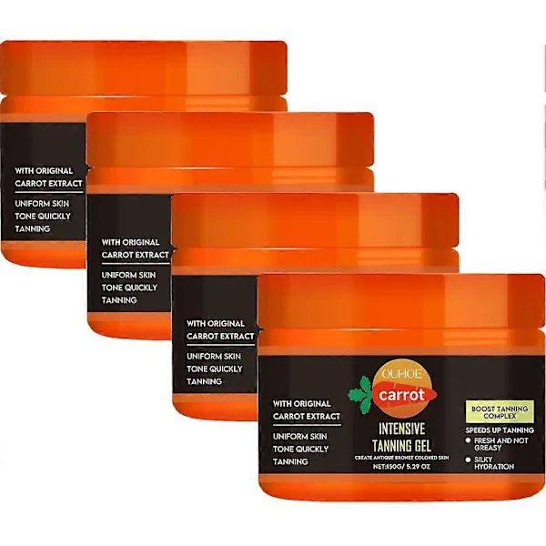 Carroten Intensive Tanning Gel, Omedelbar Solbränna Förstärkare Påskyndar Solbränna Vattenresistent Morotsextrakt Vitamin A E (4st)