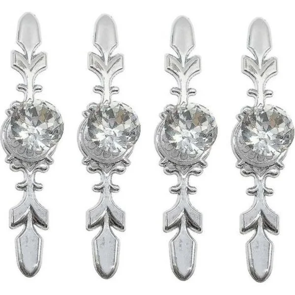 Uppsättning med 4 kristallhandtag, skåphandtag, diamantkristalllådehandtag, skåpdörrhandtag, möbelbeslag (170 mm)