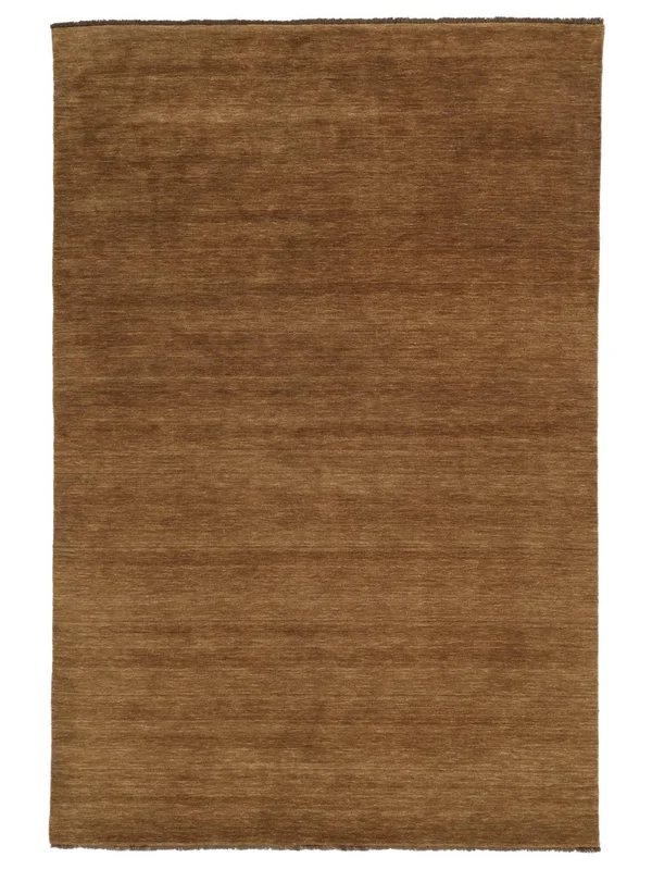 Plain (Single Colored) Large Handloom Fringes Rug - Brown 300X400 Wool, Modern Style