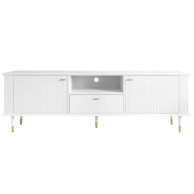AliExpress - TV-Schrank: 2 Türen, Schublade, Nische, Kabelführung, organisierte Aufbewahrung, lackiertes MDF – weiß
