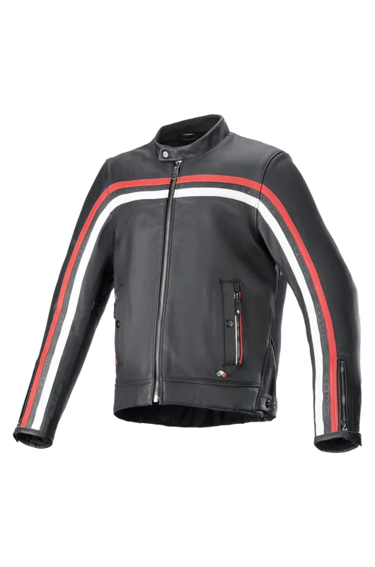 Motorjas Alpinestars Dyno Leer Zwart/Robijnrood/Ecru XL